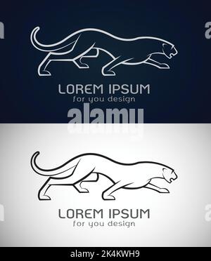 Vector image of panther design on white background and dark blue background, Logo, Symbol. Easy editable layered vector illustration. Wild Animals. Stock Vector