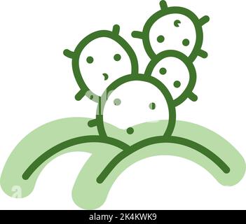 Cactus with bunny ears, illustration, vector on a white background. Stock Vector