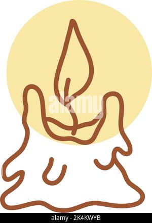 Melted burning candle, illustration, vector on a white background. Stock Vector