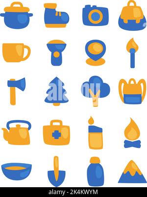 Camping day, illustration, vector on a white background. Stock Vector