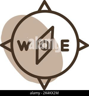 Camping compass, illustration, vector on a white background. Stock Vector