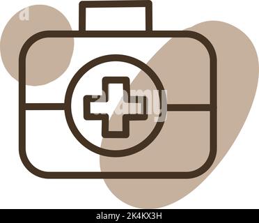 Camping first aid kit, illustration, vector on a white background. Stock Vector
