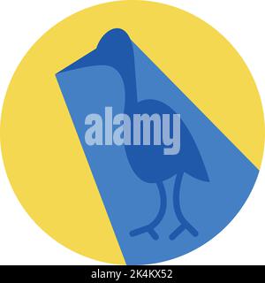 Tall blue bird, illustration, vector on a white background. Stock Vector