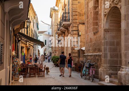 Ciutadella, Spain - September 6th, 2022: Ciutadella is a very attractive city, with a charming port and an old town. Stock Photo