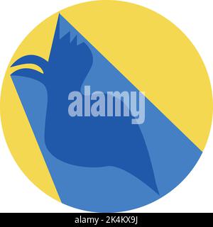 Blue bird singing, illustration, vector on a white background. Stock Vector
