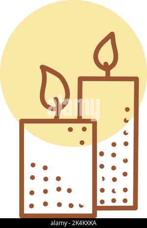 Two burning candles, illustration, vector on a white background. Stock Vector