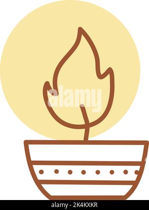 Small candle with big flame, illustration, vector on a white background. Stock Vector