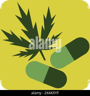 Cannabis pills, illustration, vector on a white background. Stock Vector
