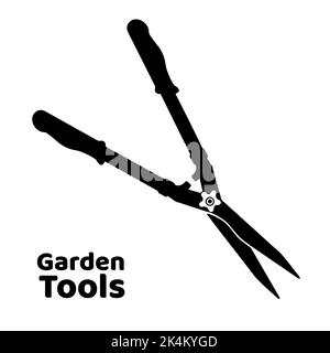 Icons in flat style scissors for cutting bushes. Isolated on a white background. Vector. Stock Vector