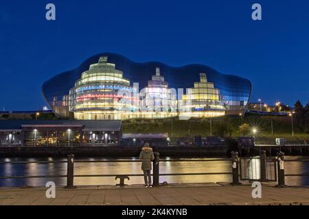Opened in 2004, Sage Gateshead is a concert venue and musical education centre in Gateshead on the south side of the River Tyne in North East England. Stock Photo