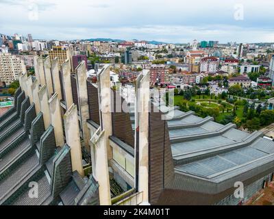 Pristina Modern Building Construction Site. Pristina Aerial View, Capital of Kosovo. Balkans. Europe. Stock Photo