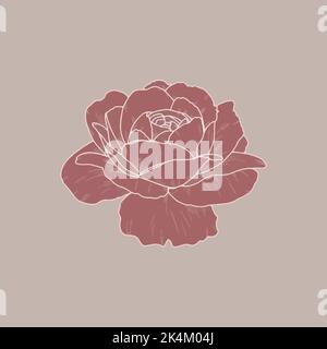 Blush pink rose logo design, simple and styled vector illustration Stock Vector