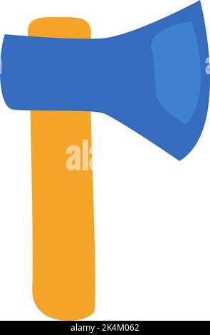 Blue camping axe, illustration, vector on a white background. Stock Vector