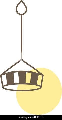 Simple Yellow chandelier, illustration, vector on a white background. Stock Vector
