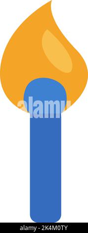 Burning match, illustration, vector on a white background. Stock Vector