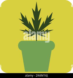 Cannabis plant in pot, illustration, vector on a white background. Stock Vector