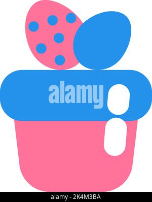 Easter pink and blue cake, illustration, vector on a white background. Stock Vector