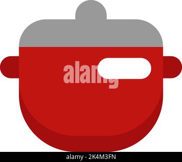 Cooking pot with lid, illustration, vector on a white background. Stock Vector