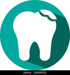Chipped tooth, illustration, vector on a white background. Stock Vector