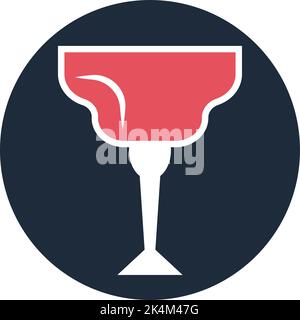 Pink coctail in glass, illustration, vector on a white background. Stock Vector