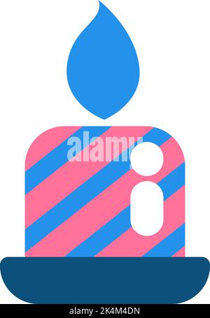 Pink and blue easter candle burning, illustration, vector on a white background. Stock Vector
