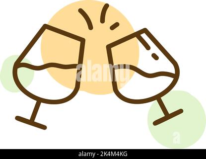 Alcoholice beverages in glass, illustration, vector on a white background. Stock Vector
