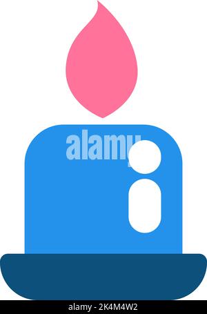 Blue Easter burning candle, illustration, vector on a white background. Stock Vector