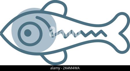 Blue fish with line, illustration, vector on a white background. Stock Vector
