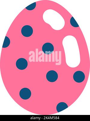 Pink egg with dark blue dots, illustration, vector on a white background. Stock Vector