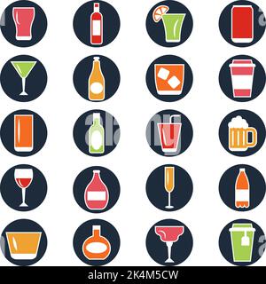 Alcoholic menu drinks, illustration, vector on a white background. Stock Vector