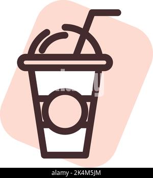 Iced coffee, illustration, vector on a white background. Stock Vector