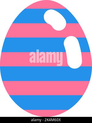 Pink and blue egg with stripes, illustration, vector on a white background. Stock Vector