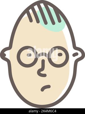 Grandpa with round glasses, illustration, vector on a white background. Stock Vector