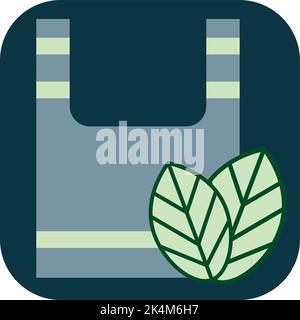 Plastic bag with leaves, illustration, vector on a white background. Stock Vector
