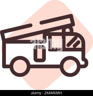 Fire truck, illustration, vector on a white background. Stock Vector