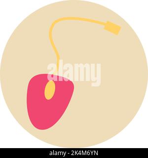 Electronic pink mouse, illustration, vector on a white background. Stock Vector