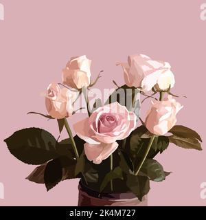 Vase with roses. Vector fashion illustration Stock Vector