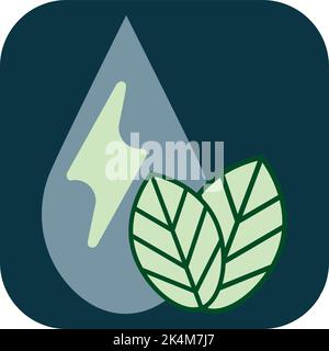 Water drop with leaves, illustration, vector on a white background. Stock Vector