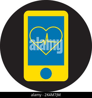 Phone heartbeat, illustration, vector on a white background. Stock Vector