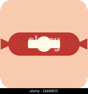 Cooked sausage, illustration, vector on a white background. Stock Vector