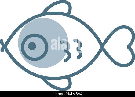 Blue fish, illustration, vector on a white background. Stock Vector