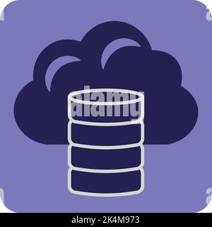 Cloud with data base, illustration, vector on a white background. Stock Vector