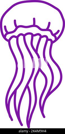 Dark purple jellyfish, illustration, vector on a white background. Stock Vector
