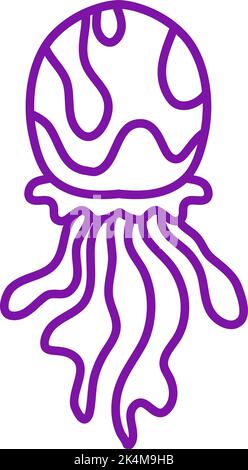 Dark violet jellyfish, illustration, vector on a white background. Stock Vector