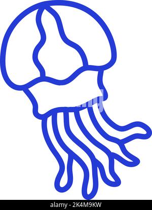 Blue jellyfish, illustration, vector on a white background. Stock Vector