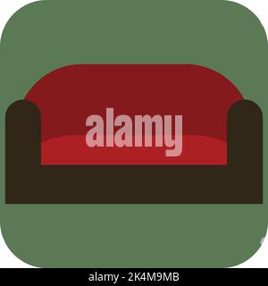 Red sofa, illustration, vector on a white background. Stock Vector