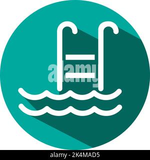 Hotel swimming pool, illustration, vector on a white background. Stock Vector