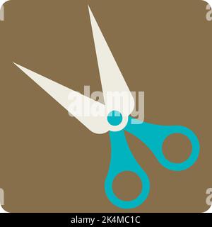 Blue scissors, illustration, vector on a white background. Stock Vector