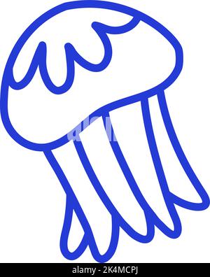 Jellyfish blue, illustration, vector on a white background. Stock Vector
