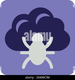Cloud with software bug, illustration, vector on a white background. Stock Vector